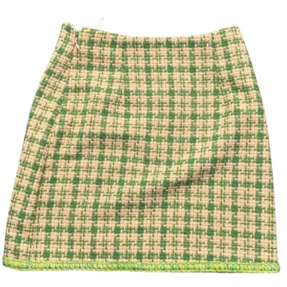 Wool blend green striped skirt